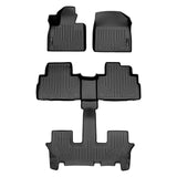SMARTLINER All Weather Custom Fit Black 3 Row Floor Mat Liner Set Compatible With 2020-2023 Kia Telluride with 2nd Bucket Seats Without Center Console