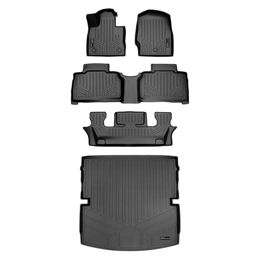 SMARTLINER SA0423/B0423/C0423/D0423 3 Row Floor Liners & Cargo Liner behind the 2nd Row Seats 2020-2023 Ford Explorer Black
