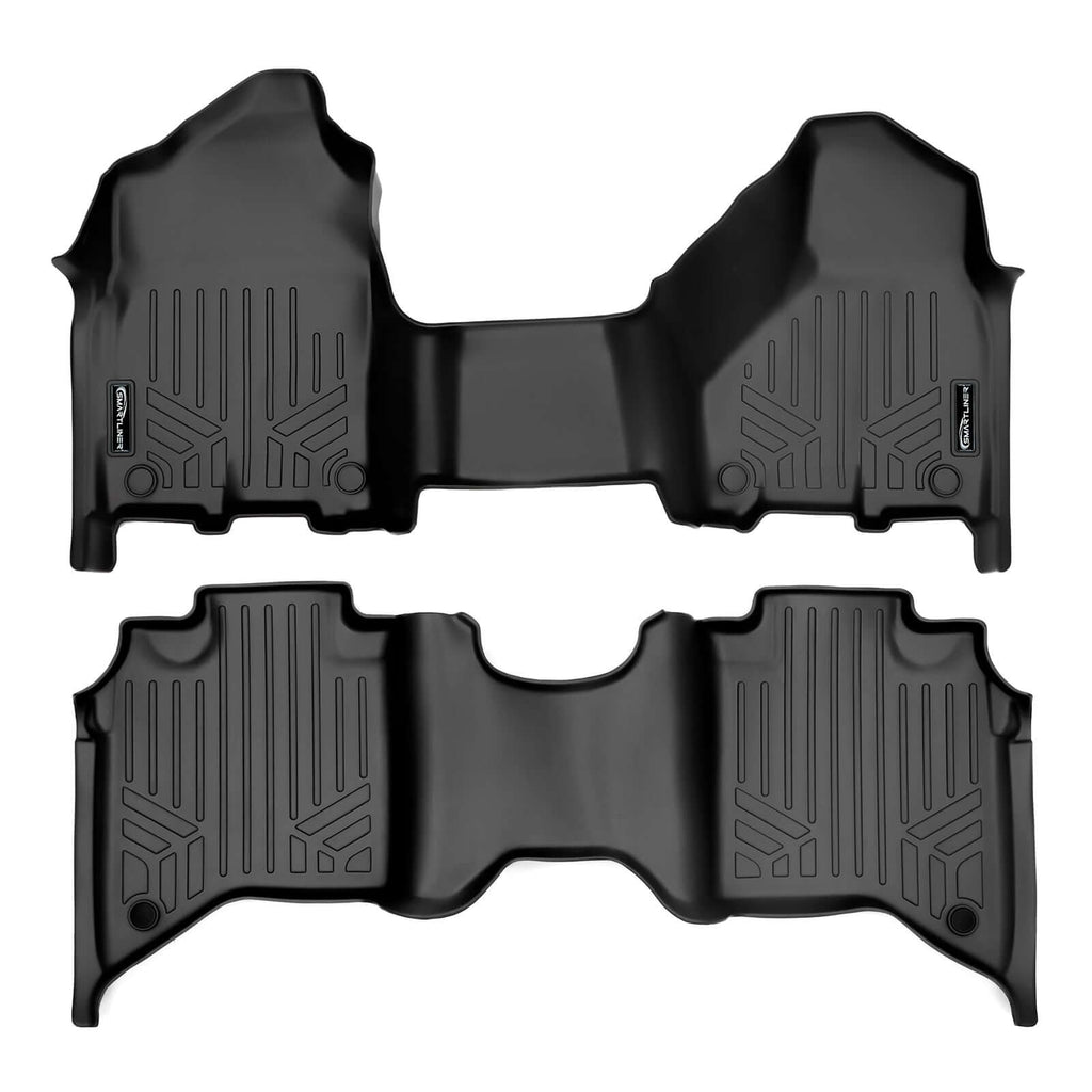 SMARTLINER SA0451/B0450 2 Row Floor Liners with 1st Row Over The Hump Coverage 2019-2023 Ram 2500 Crew Cab With 1st Row Bench Seat2019-2023 Ram 3500 Crew Cab With 1st Row Bench Seat Black