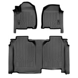 SMARTLINER Custom Floor Mats 2 Row Liner Set Black Compatible With Vinyl Floor 2019-21 Silverado/Sierra 1500 Crew Cab with 1st Row Bench
