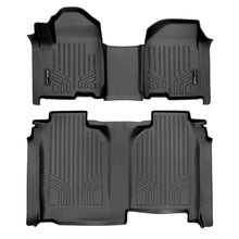 Load image into Gallery viewer, SMARTLINER SA0458/B0457 2 Row Floor Liners with 1st Row Over The Hump Coverage 2019-2021 Chevrolet Silverado 1500 Crew Cab With Vinyl Floor2019-2021 GMC Sierra 1500 Crew Cab With Vinyl Floor Black