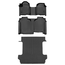 Load image into Gallery viewer, SMARTLINER SA0458/B0457/J0400 2 Row Floor Liners with 1st Row Over The Hump Coverage &amp; Rubber Truck Bed Mats    Black