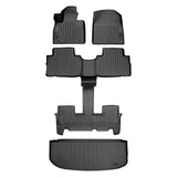 SMARTLINER Floor Mats 2 Rows and Cargo Liner Behind 3rd Row Set Black Compatible With 2020-2025 Hyundai Palisade w/ Bucket Seats