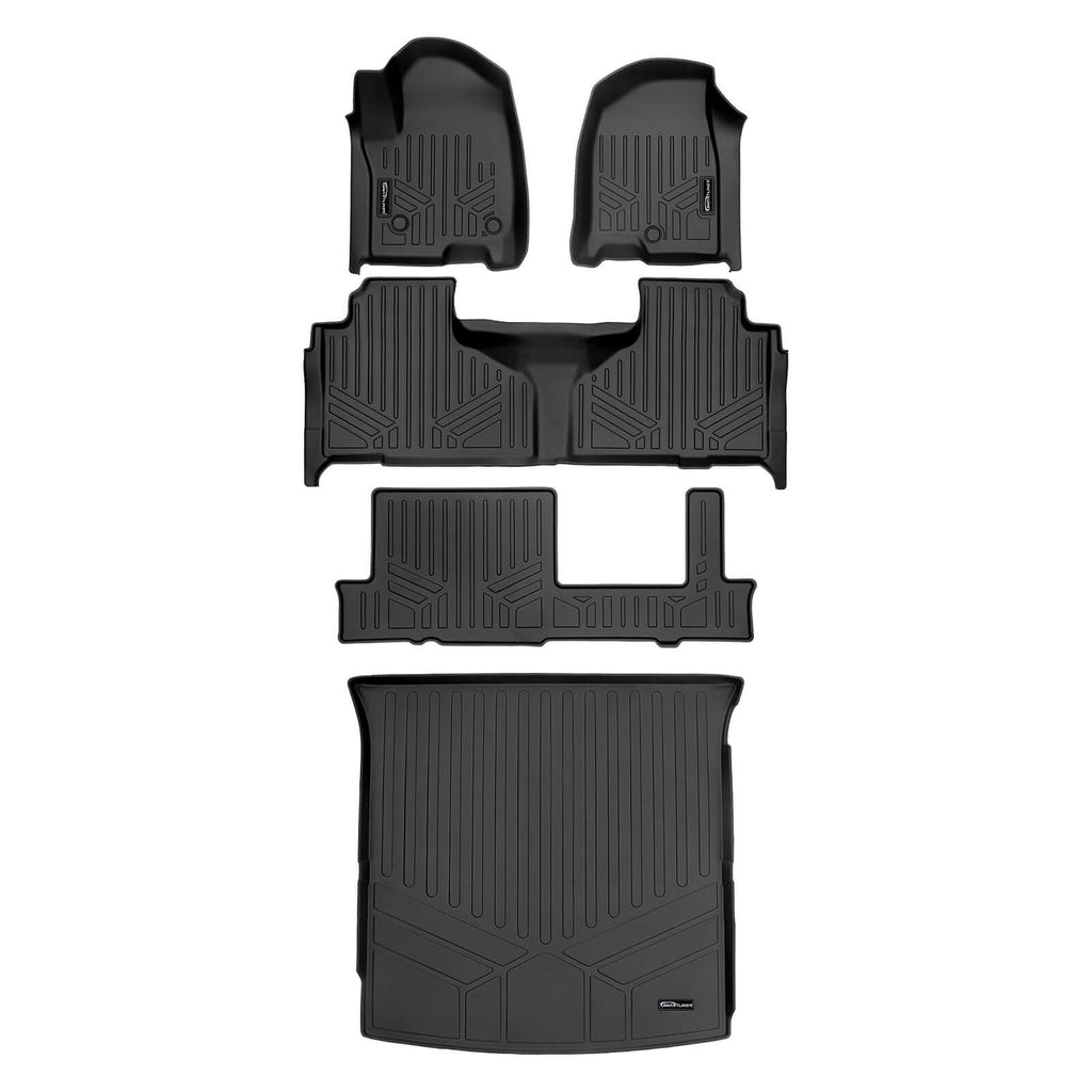 SMARTLINER SA0524/B0525/C0525/D0524 3 Row Floor Liners & Cargo Liner behind the 2nd Row Seats 2021-2024 Chevrolet Tahoe  2021-2024 GMC Yukon  Black