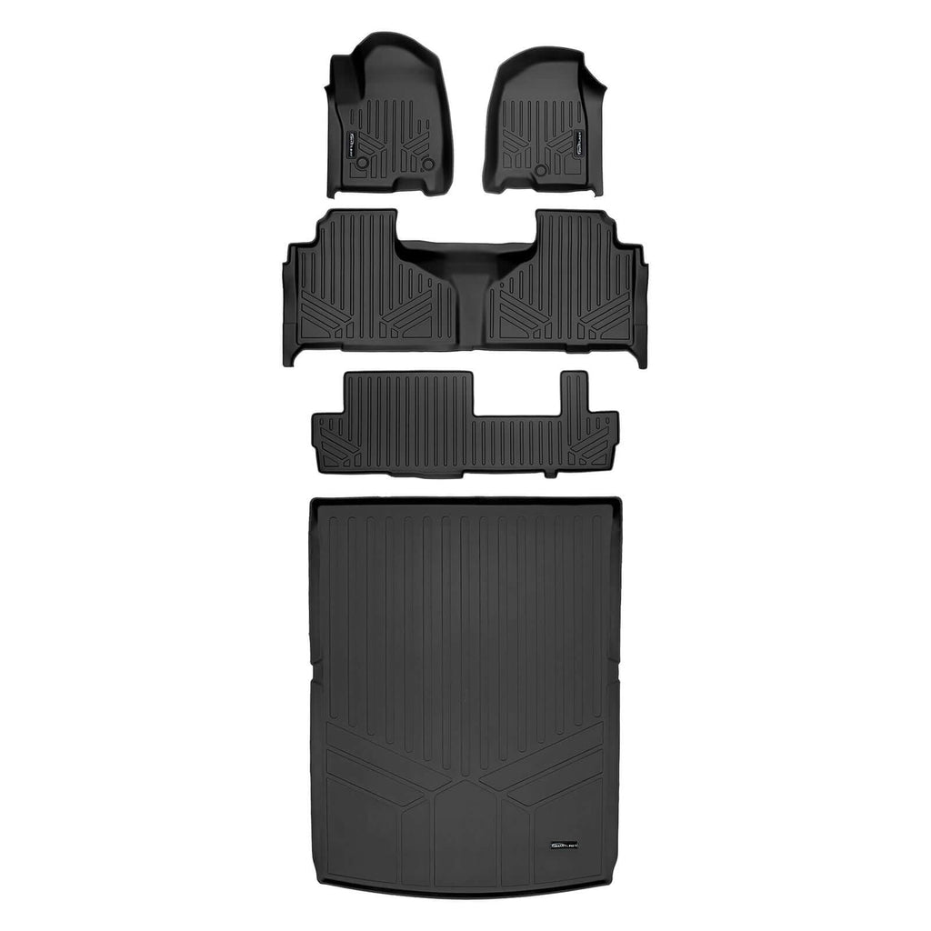 SMARTLINER SA0524/B0525/C0526/D0526 3 Row Floor Liners & Cargo Liner behind the 2nd Row Seats 2021-2024 Chevrolet Suburban  2021-2024 GMC Yukon XL  Black