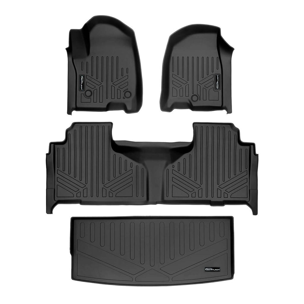 SMARTLINER SA0524/B0525/E0524-R 2 Row Floor Liners & Cargo Liner behind the 3rd Row Seats 2021-2024 Cadillac Escalade   Black