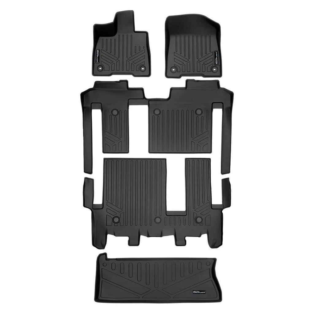 SMARTLINER SA0552/B0552/C0552/E0552 3 Row Floor Liners & Cargo Liner Under The Cargo Deck 2021-2023 Toyota Sienna  Black