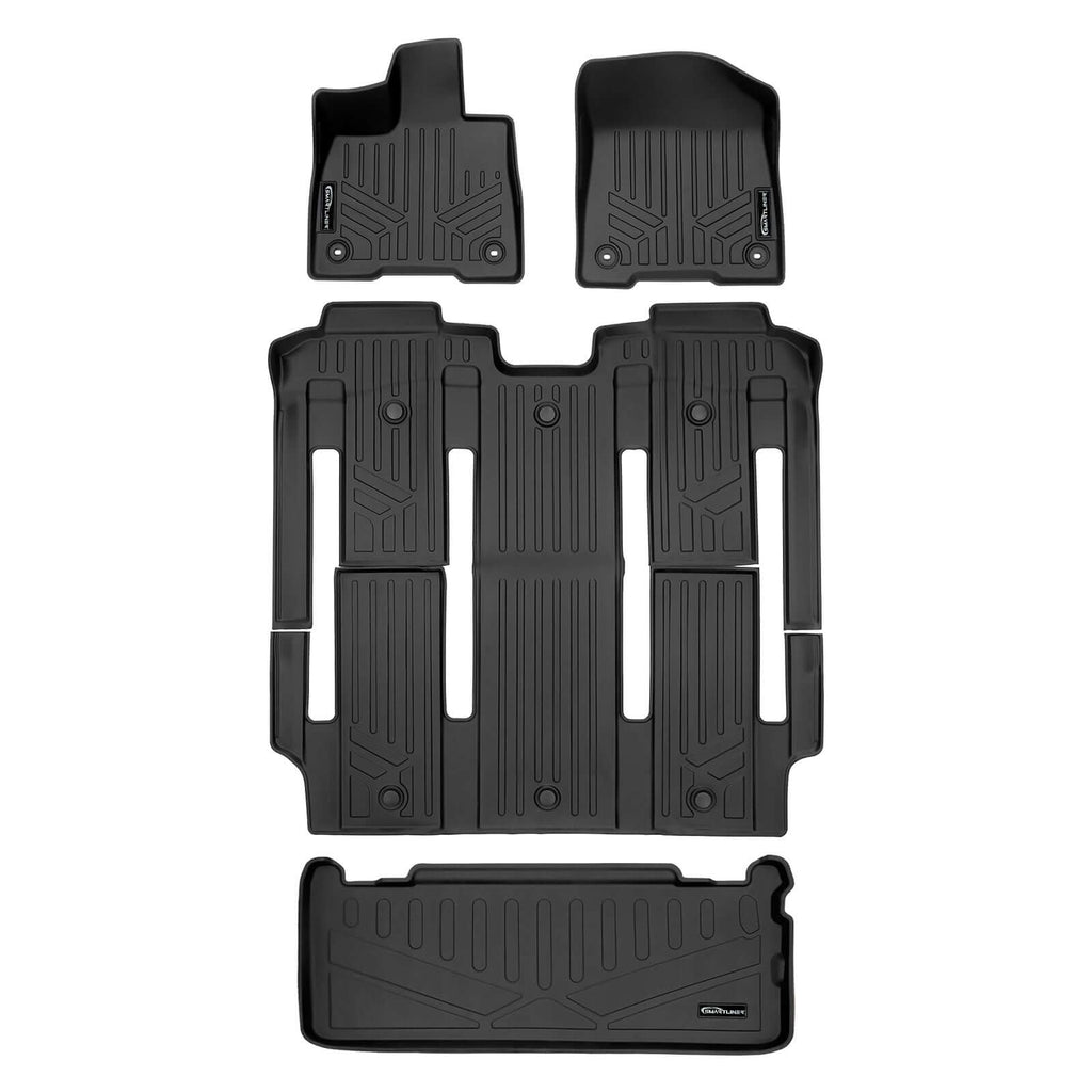 SMARTLINER SA0552/B0576/E0592 2 Row Floor Liners & Cargo Liner behind the 3rd Row Seats 2021-2023 Toyota Sienna  Black