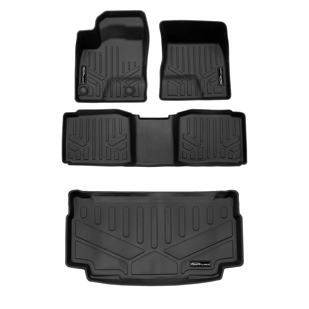 SMARTLINER SA0733/B0733/E0733 2 Row Floor Liners & Cargo Liner behind the 3rd Row Seats 2023-2025 Mitsubishi Outlander PHEV Black