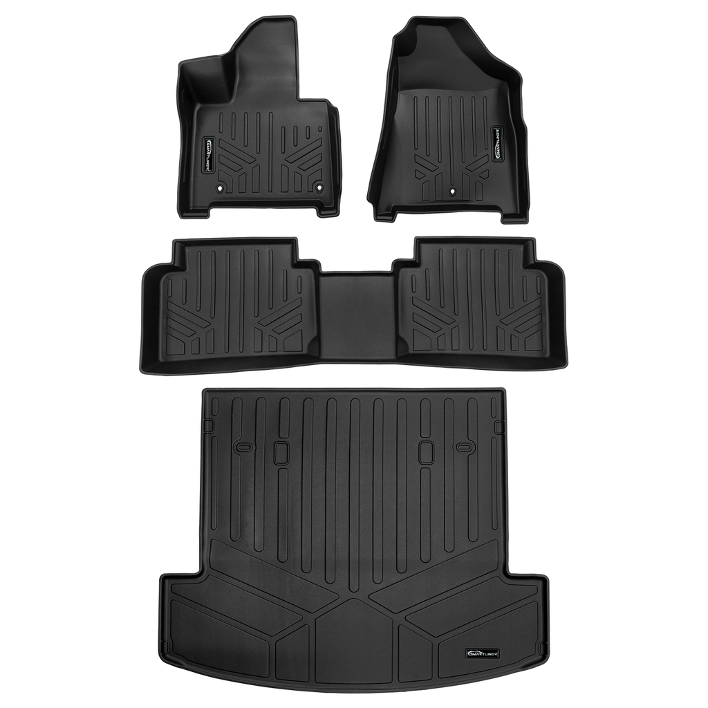 SMARTLINER SA0742/B0742/D0742 2 Row Floor Liners & Cargo Liner behind the 2nd Row Seats 2024-2025 Hyundai Santa Fe Black