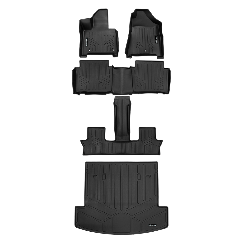 SMARTLINER SA0742/B0751/C0742/D0742 3 Row Floor Liners & Cargo Liner behind the 2nd Row Seats    Black