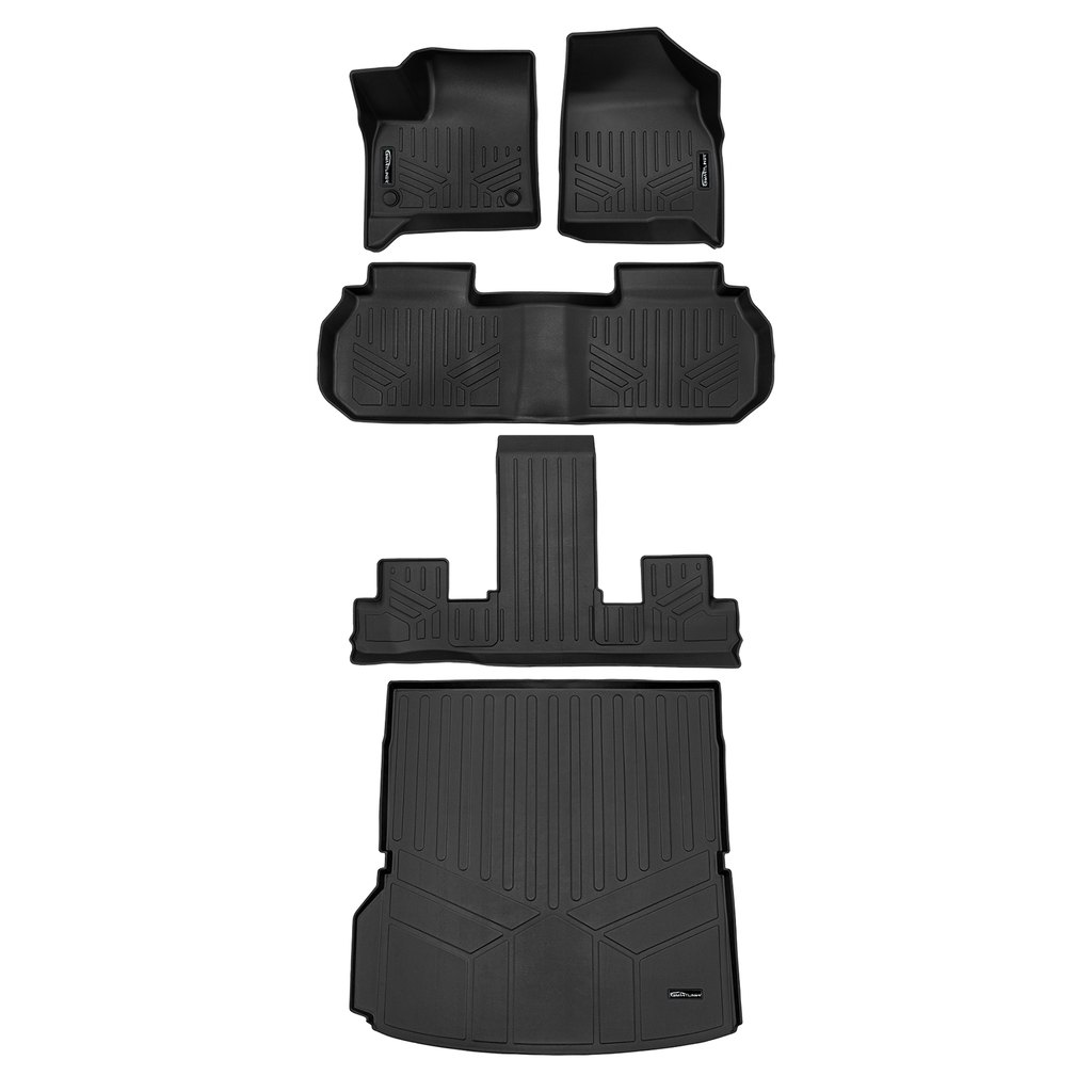 SMARTLINER SA0757/B0757/C0761/D0757 3 Row Floor Liners & Cargo Liner behind the 2nd Row Seats    Black