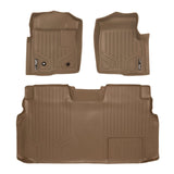 SMARTLINER Custom Fit Floor Mats 2 Row Liner Set Tan Compatible With 2009-2010 Ford F-150 SuperCrew Cab
