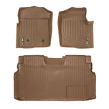 SMARTLINER Custom Fit Floor Mats 2 Row Liner Set Tan Compatible With 2011-2014 Ford F-150 SuperCrew Cab