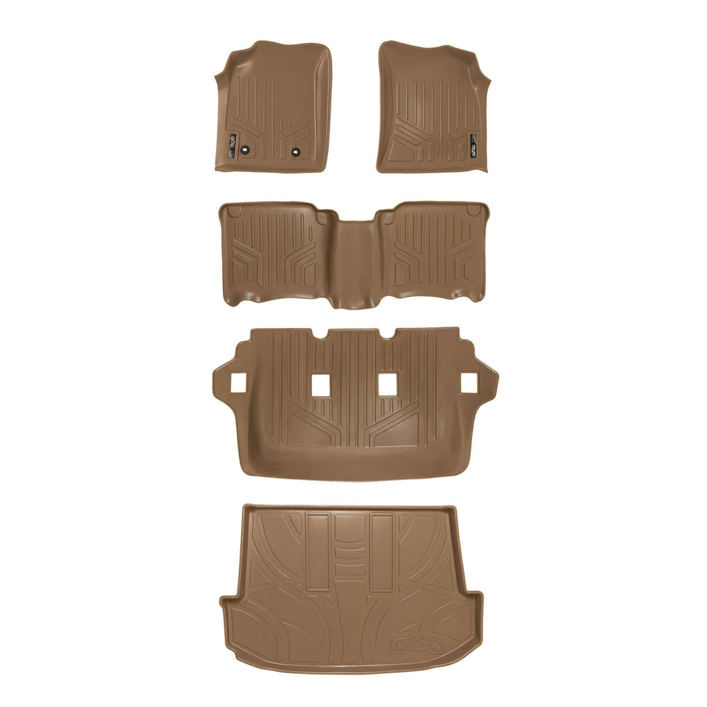 SMARTLINER SA1100/B1010/C1010/F1010 3 Row Floor Liners & Cargo Liner behind the 2nd Row Seats 2012-2015 Toyota Fortuner Tan