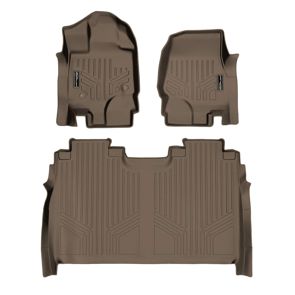 SMARTLINER SA1167/B1167 2 Row Floor Liners 2015-2022 Ford F-150 SuperCrew Cab With Front Bucket Seats Tan