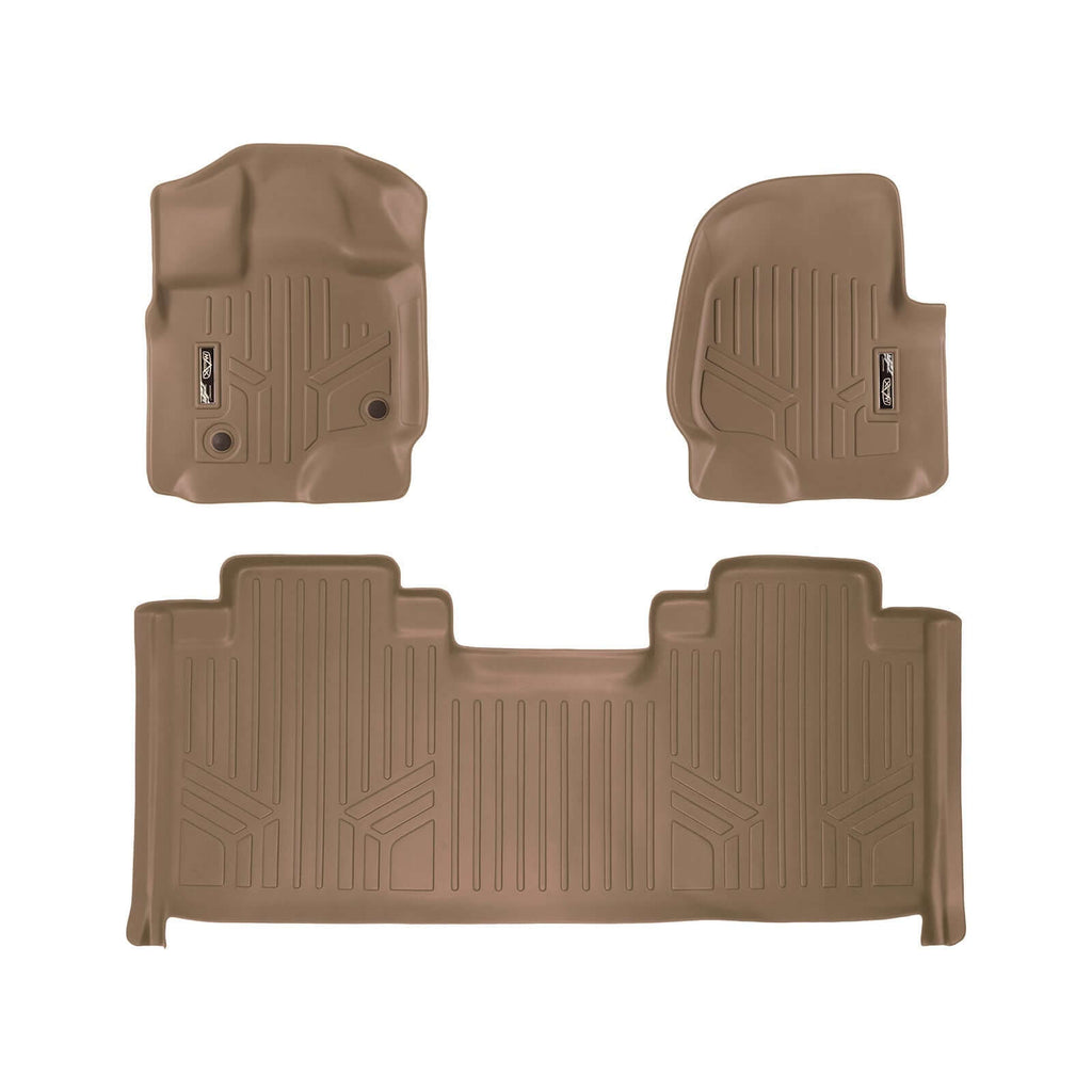 SMARTLINER SA1167/B1172 2 Row Floor Liners 2015-2022 Ford F-150 SuperCab With Front Bucket Seats Only Tan