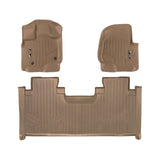 SMARTLINER Custom Fit Floor Mats 2 Row Liner Set Tan Compatible With 2015-2022 Ford F-150 SuperCab with 1st Row Bench Seats