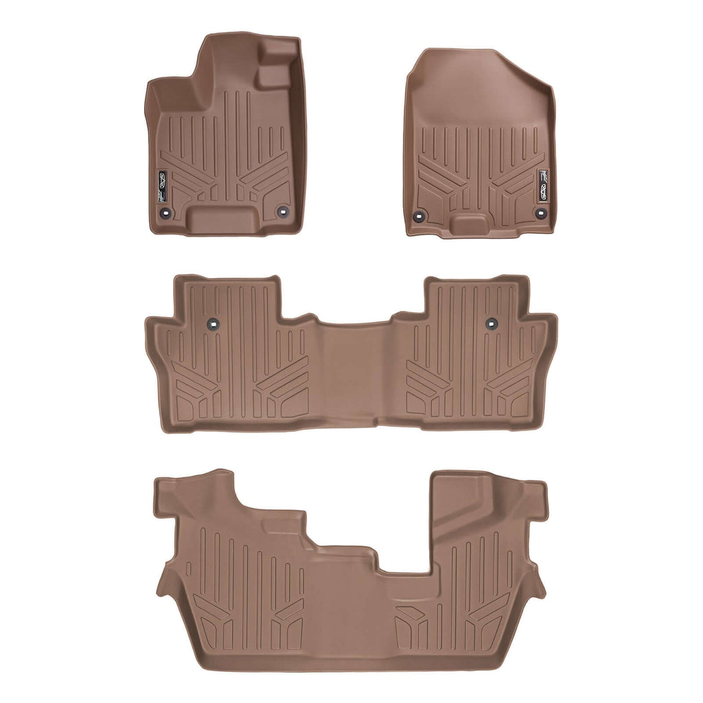 SMARTLINER SA1200/B1200/C1200 3 Row Floor Liners  2016-2022 Honda Pilot 8 Passenger Model Tan