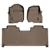 SMARTLINER Custom Floor Mats 2 Row Liner Set Tan Compatible With 2017-2022 Ford F-250/F-350 Super Duty SuperCab with 1st Row Bucket Seats