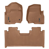 SMARTLINER Custom Floor Mats 2 Row Liner Set Tan Compatible With 2017-2022 Ford F-250/F-350 Super Duty SuperCab with 1st Row Bench Seat