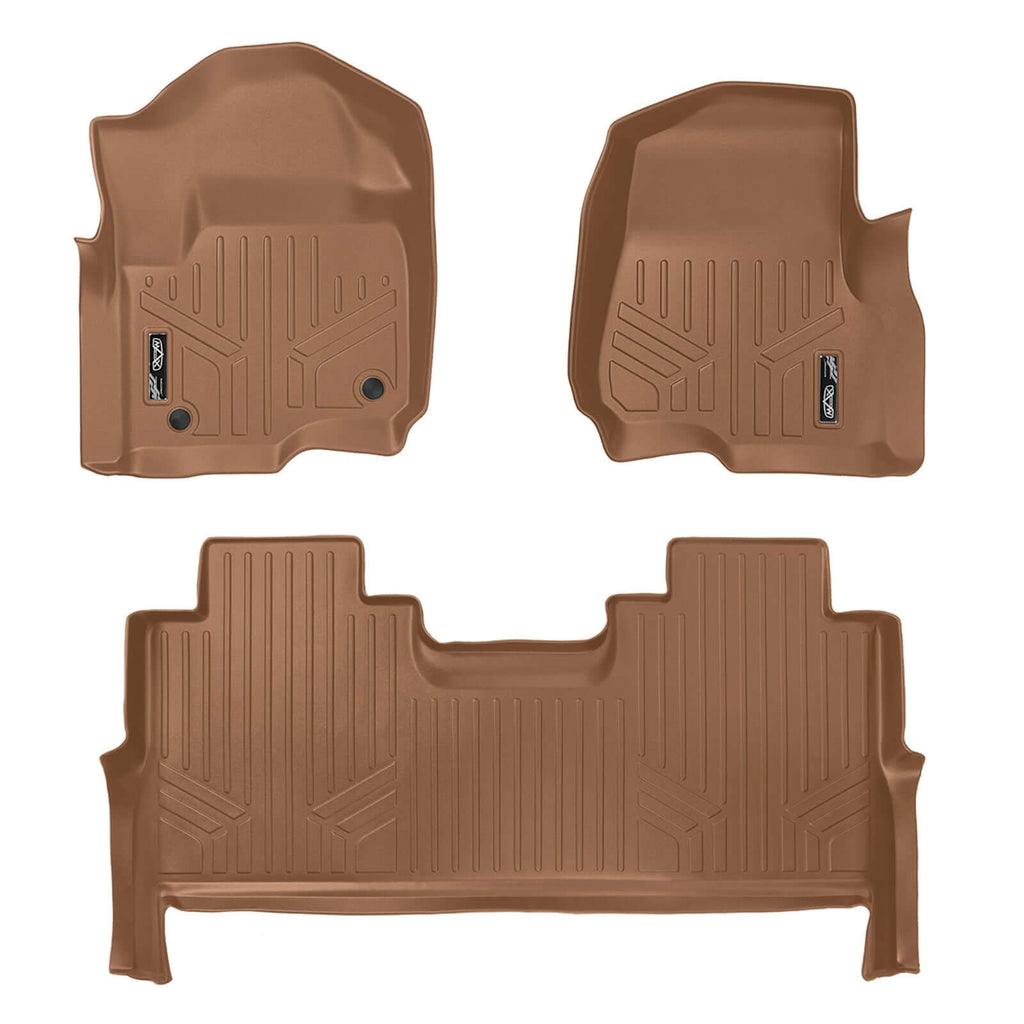 SMARTLINER SA1246/B1246 2 Row Floor Liners 2017-2022 Ford F-250 Super Duty Crew Cab with Front Row Bucket Seats Only2017-2022 Ford F-350 Super Duty Crew Cab with Front Row Bucket Seats Only Tan