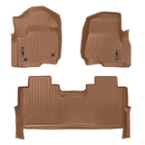 SMARTLINER Custom Floor Mats 2 Row Liner Set Tan Compatible With 2017-2022 Ford F-250/F-350 Super Duty Crew Cab with 1st Row Bucket Seats