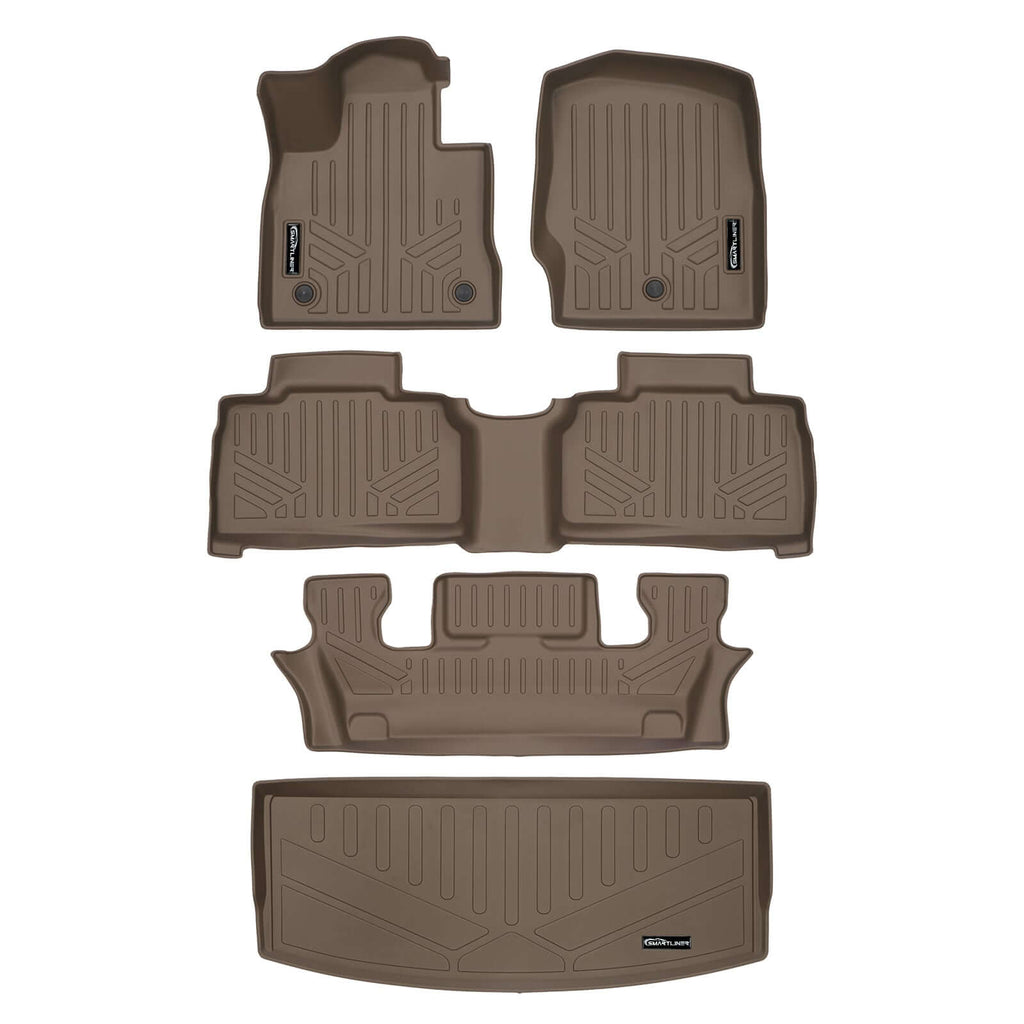 SMARTLINER SA1423/B1423/C1423/E1423 3 Row Floor Liners & Cargo Liner behind the 3rd Row Seats 2020-2023 Ford Explorer Tan