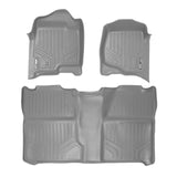 SMARTLINER Floor Mats 2 Row Liner Set Grey Compatible With 2007-2013 Silverado/Sierra 1500 Crew Cab - 2007-2014 2500/3500 HD Crew Cab