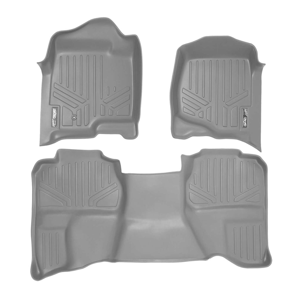 SMARTLINER SA2015/B2097 2 Row Floor Liners 2007-2013 Chevrolet Silverado 1500 Extended Cab2007-2013 GMC Sierra 1500 Extended Cab2007-2013 Chevrolet Silverado HD Models Extended Cab2007-2013 GMC Sierra HD Models Extended Cab Gray