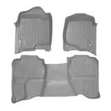 SMARTLINER Custom Fit Floor Mats 2 Row Liner Set Grey Compatible With 2007-2013 Silverado/Sierra 1500/2500/3500 HD Extended Cab