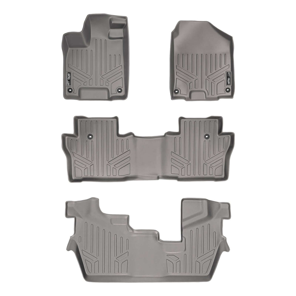 SMARTLINER SA2200/B2200/C2200 3 Row Floor Liners  2016-2022 Honda Pilot 8 Passenger Model Gray
