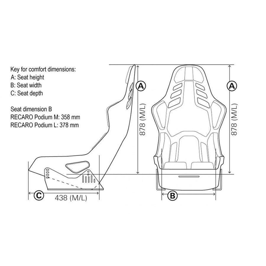 Recaro Podium CFK (CF/Kevlar) FIA/ABE Large/Right Hand Seat - Alcantara Red/Leather Blk