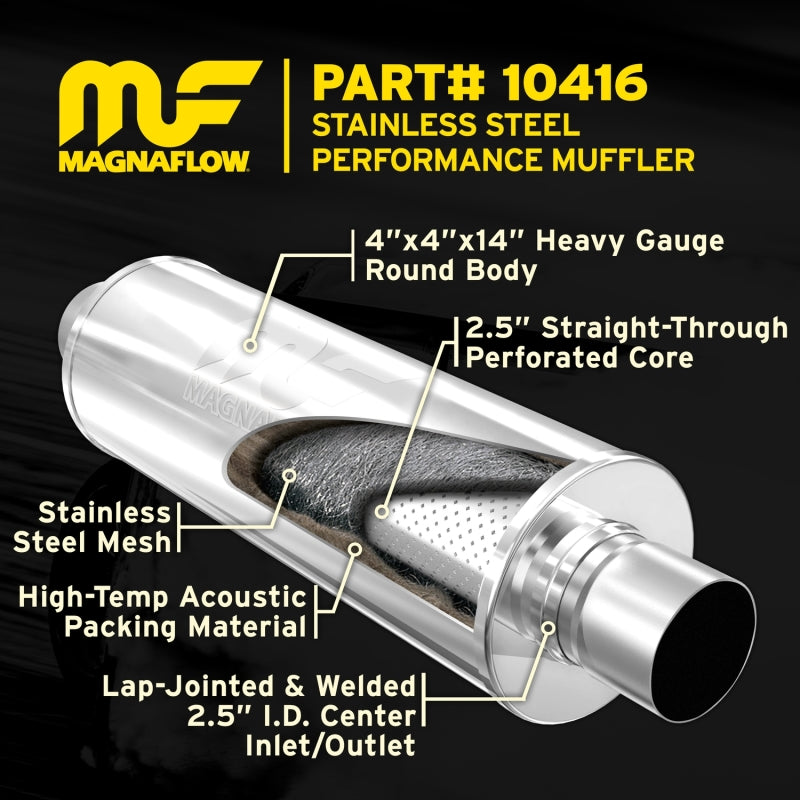 Magnaflow 10416 FITS: MagnaFlow Muffler Mag SS 14X4X4 2.5X2.5