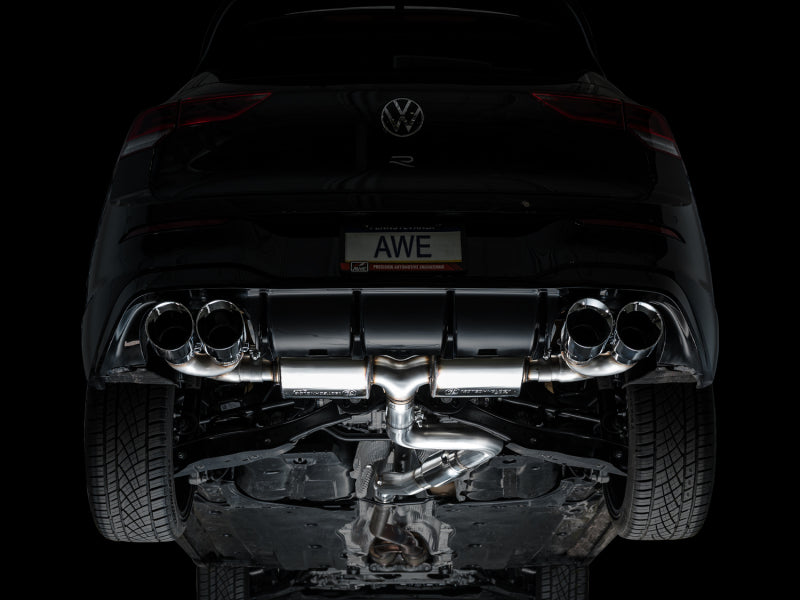 AWE Tuning 3015-42658 FITS AWE MK8 Volkswagen Golf R 3in Touring Edition Quad Exhaust - Chrome Silver Tips