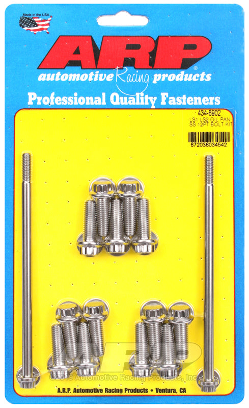 ARP 434-6902 - Chevy LS1 LS2 Stainless Steel 12 Point Oil Pan Bolt Kit