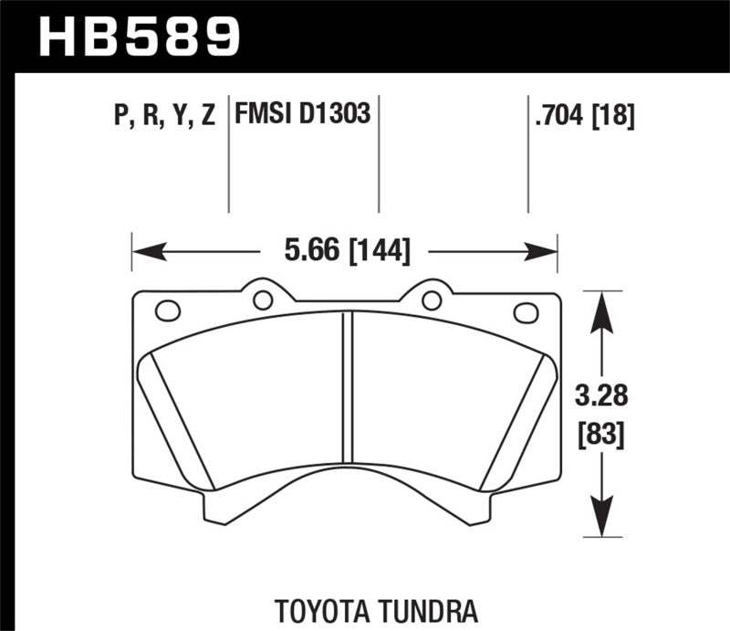 Hawk Performance KHB589P.704 FITS Hawk 08-10 Toyota Land Cruiser / 07-10 Tundra Super Duty Street Front Brake Pads