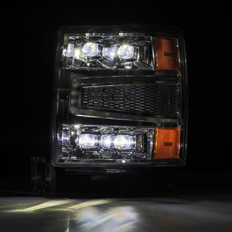 AlphaRex 880240 FITS 04-15 Chevy 1500HD NOVA-Series LED Proj Headlights Chrome w/Activ Light/Seq Signal & SB DRL