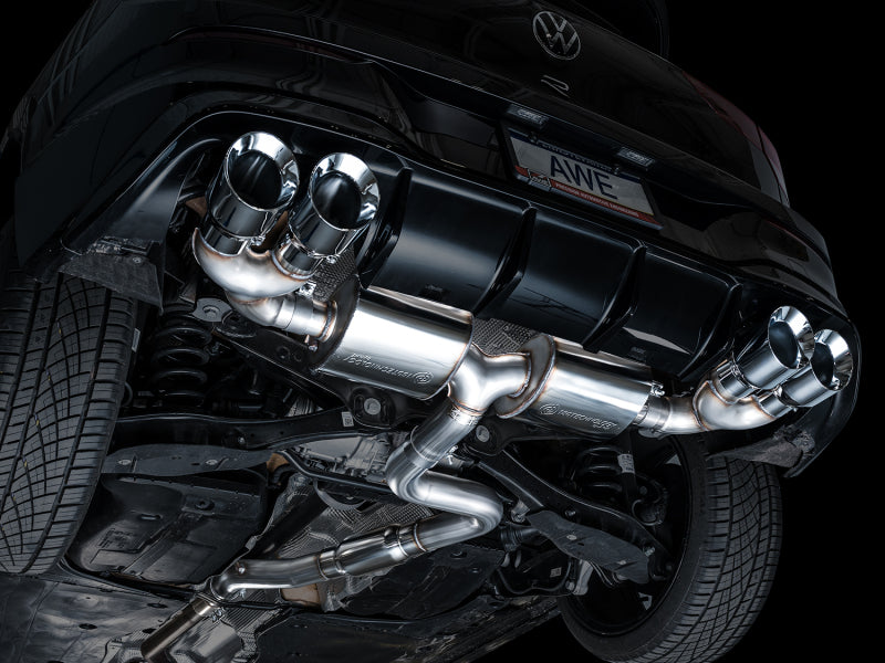 AWE Tuning 3015-42658 FITS AWE MK8 Volkswagen Golf R 3in Touring Edition Quad Exhaust - Chrome Silver Tips