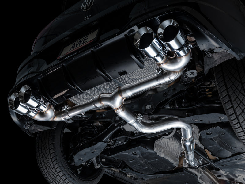 AWE Tuning 3020-42658 FITS AWE MK8 Volkswagen Golf R 3in Track Edition Quad Exhaust - Chrome Silver Tips