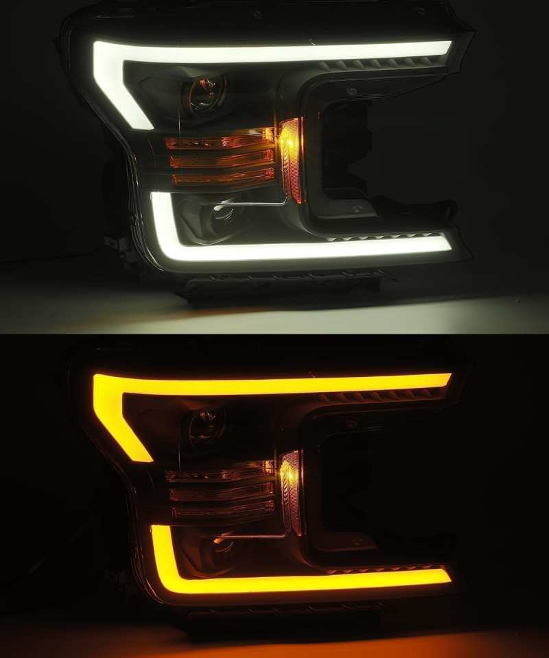 AlphaRex 880175 FITS 18-20 Ford F-150 LUXX LED Proj Headlights Plank Style Chrome w/Activ Light/DRL