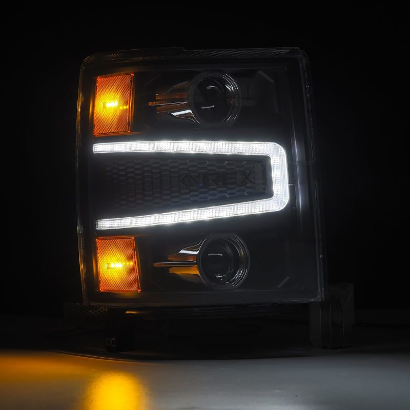 AlphaRex 880245 FITS 14-15 Chevy 1500 PRO-Series Projector Headlights Black w/ Sequential Signal & DRL