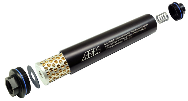 AEM 25-201BK FITS Universal High Flow -10 AN Inline Black Fuel Filter