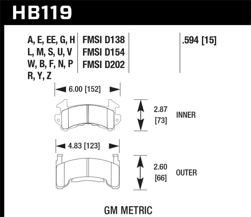 Hawk Performance KHB119F.594 FITS Hawk HPS Street Brake Pads