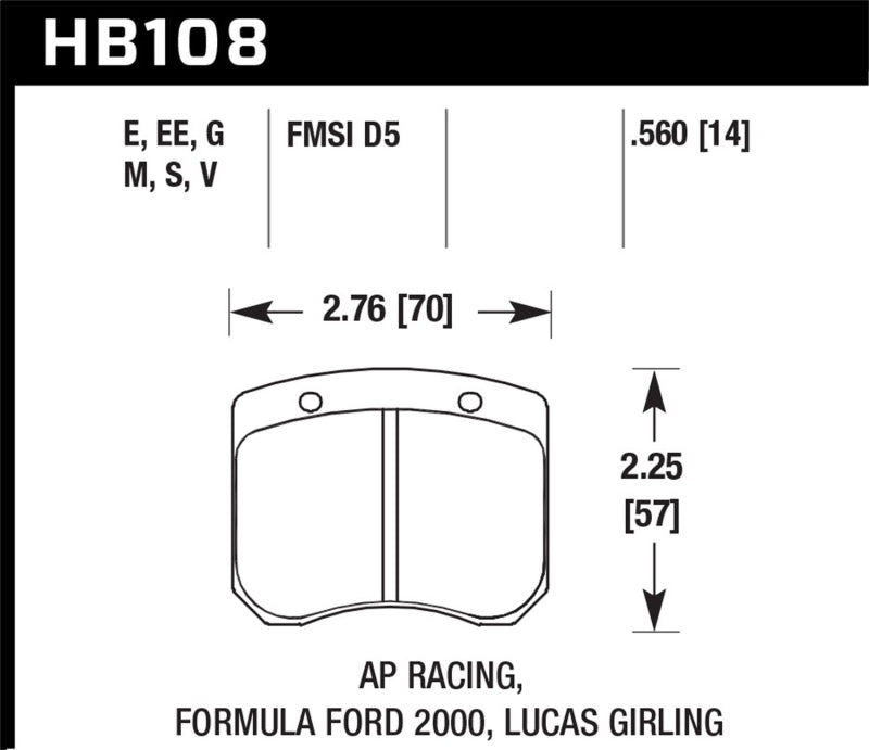 Hawk Performance KHB180B.560 FITS Hawk 1984-1986 Alfa Romeo GTV-6 2.5 HPS 5.0 Front Brake Pads