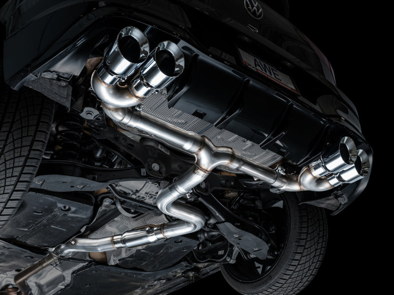 AWE Tuning 3020-42658 FITS AWE MK8 Volkswagen Golf R 3in Track Edition Quad Exhaust - Chrome Silver Tips