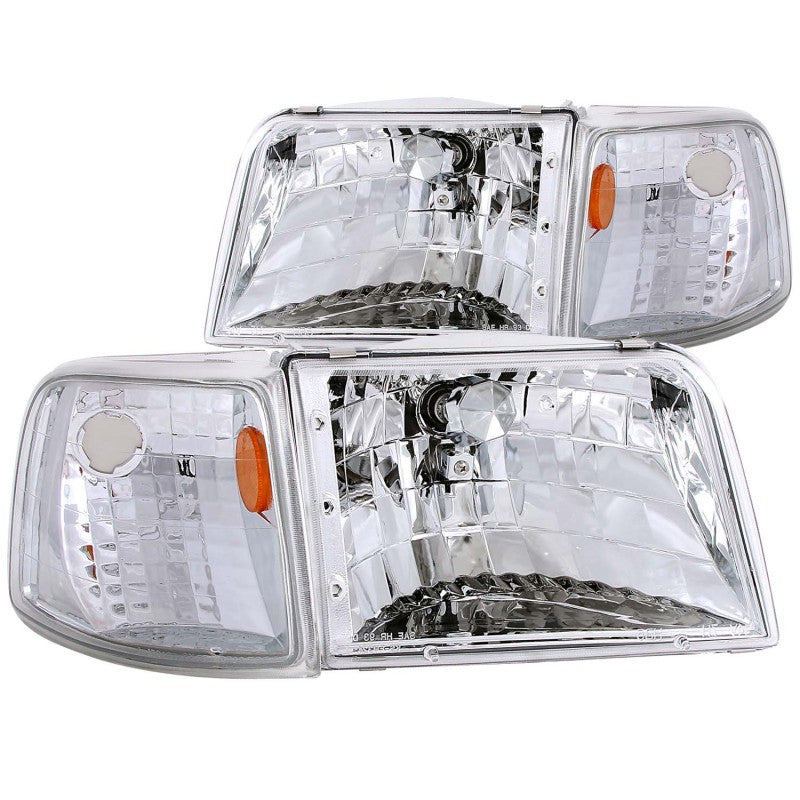 ANZO - [product_sku] - ANZO 1993-1997 Ford Ranger Crystal Headlights Chrome w/ Corner Lights 2pc - Fastmodz