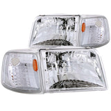 ANZO 111119 FITS: 1993-1997 Ford Ranger Crystal Headlights Chrome w/ Corner Lights 2pc