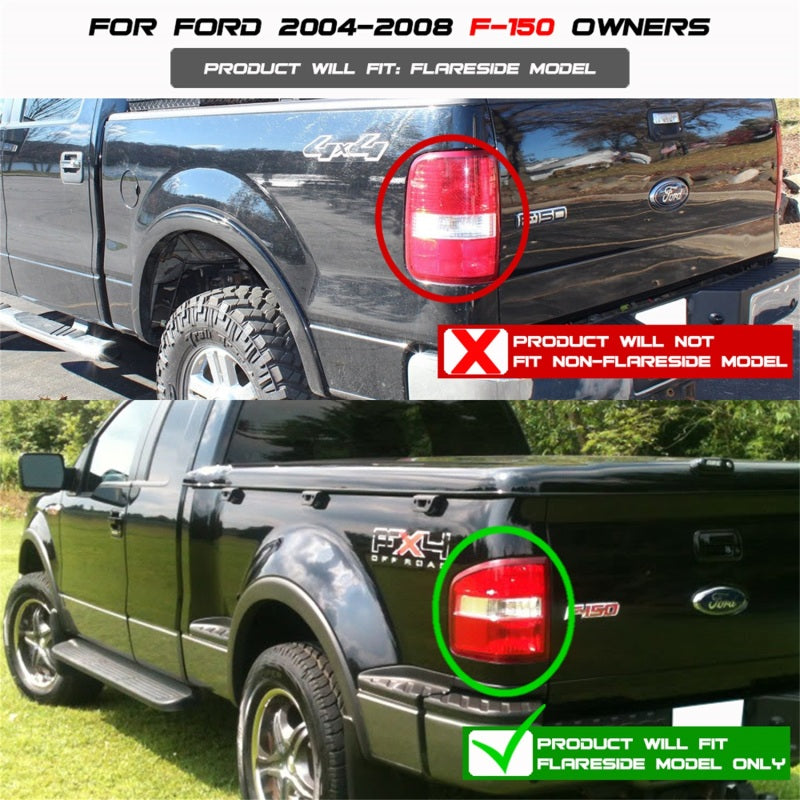 SPYDER 5003225 - Spyder Ford F150 Flareside 04-08 Euro Style Tail Lights Black ALT-YD-FF15004FS-BK