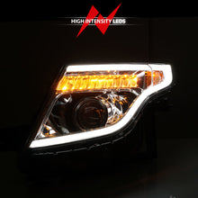 Load image into Gallery viewer, ANZO 11-15 Ford Explorer Projector Headlights w/ Light Bar Chrome Housing w/ Amber light